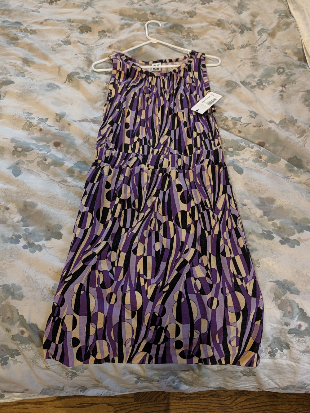 Missoni Purple, Black & Cream Sleeveless Geometric Mini Dress